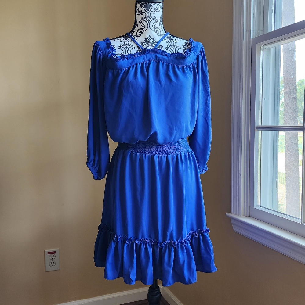 1. State Royal Blue Ruffled Blouse